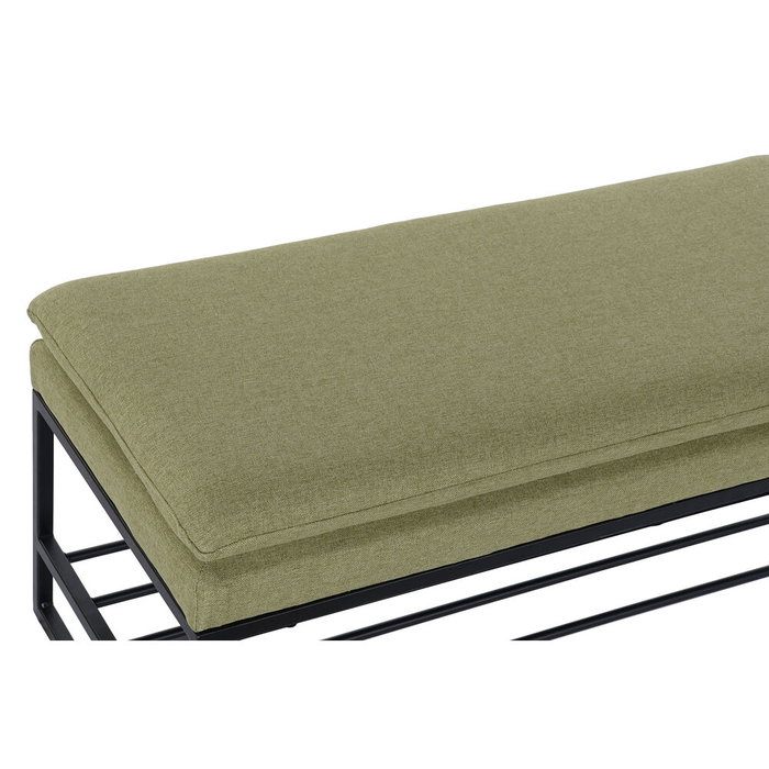 Butaca Pie de Cama DKD Home Decor Negro Verde Poliéster Hierro (80 x 36 x 35 cm)