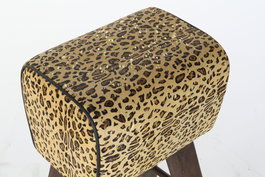 DKD Home Decor Taburete Colonial Marron Negro Madera Piel 43 x 35 x 75 cm