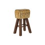 DKD Home Decor Taburete de Madera y Piel Leopardo Marrón