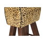 DKD Home Decor Taburete de Madera y Piel Leopardo Marrón