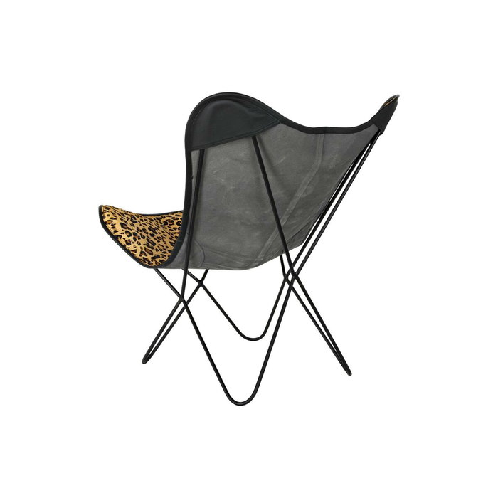 DKD Home Decor Silla de Metal y Piel Estampado Leopardo Negro