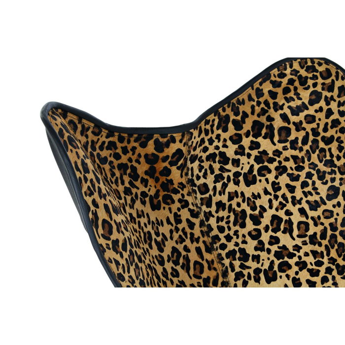 DKD Home Decor Silla de Metal y Piel Estampado Leopardo Negro