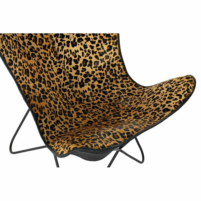 DKD Home Decor Silla de Metal y Piel Estampado Leopardo Negro