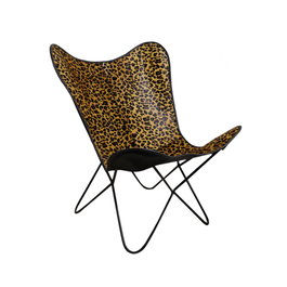 DKD Home Decor Silla de Metal y Piel Estampado Leopardo Negro