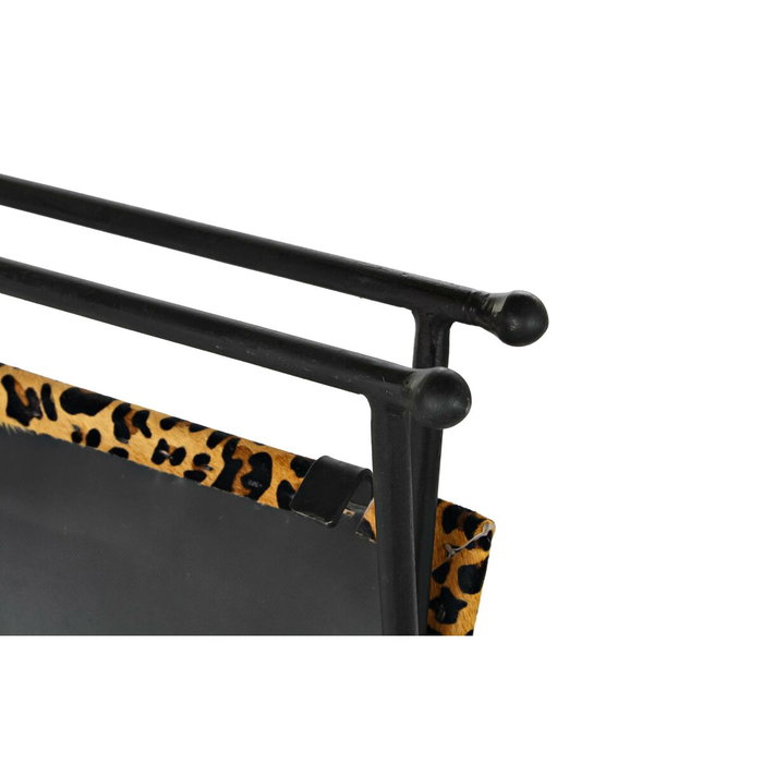 DKD Home Decor Reposapiés de Metal y Piel Leopardo Marrón