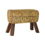 DKD Home Decor Reposapiés Colonial Marrón Negro Madera Piel 67 x 51 x 30 cm