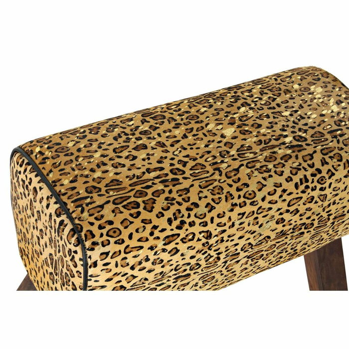 DKD Home Decor Reposapiés Colonial Marrón Negro Madera Piel 67 x 51 x 30 cm DKD Home Decor Reposapiés Colonial Marrón Negro Madera Piel 67 x 51 x 30 cm