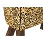 DKD Home Decor Reposapiés Colonial Marrón Negro Madera Piel 67 x 51 x 30 cm
