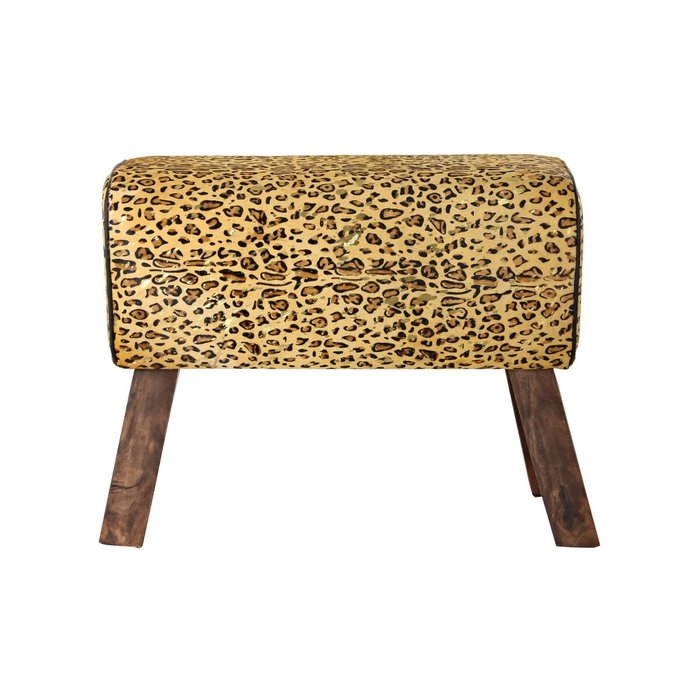 DKD Home Decor Reposapiés Colonial Marrón Negro Madera Piel 67 x 51 x 30 cm DKD Home Decor Reposapiés Colonial Marrón Negro Madera Piel 67 x 51 x 30 cm