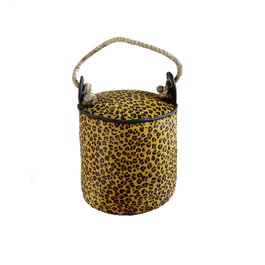 DKD Home Decor Sujetapuertas Piel y Cuerda Leopardo 19x19x19 cm