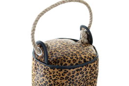 DKD Home Decor Sujetapuertas Colonial 19 x 19 x 19 cm con Detalle Leopardo en Piel y Cuerda