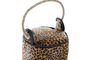DKD Home Decor Sujetapuertas Colonial 19 x 19 x 19 cm con Detalle Leopardo en Piel y Cuerda
