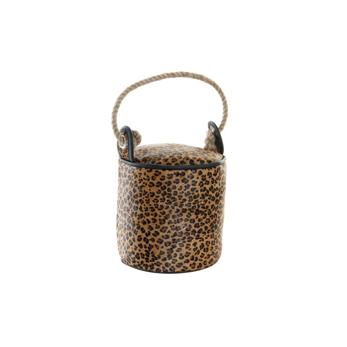 DKD Home Decor Sujetapuertas Piel y Cuerda Leopardo 19x19x19 cm DKD Home Decor Sujetapuertas Piel y Cuerda Leopardo 19x19x19 cm
