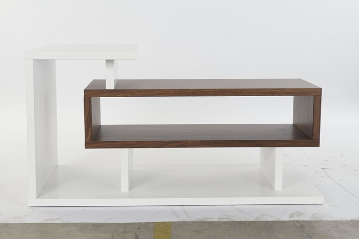 DKD Home Decor Mueble TV Moderno Blanco Marrón de MDF 110x60x58 cm con 1 Estantería Desmontable DKD Home Decor Mueble TV Moderno Blanco Marrón de MDF 110x60x58 cm con 1 Estantería Desmontable