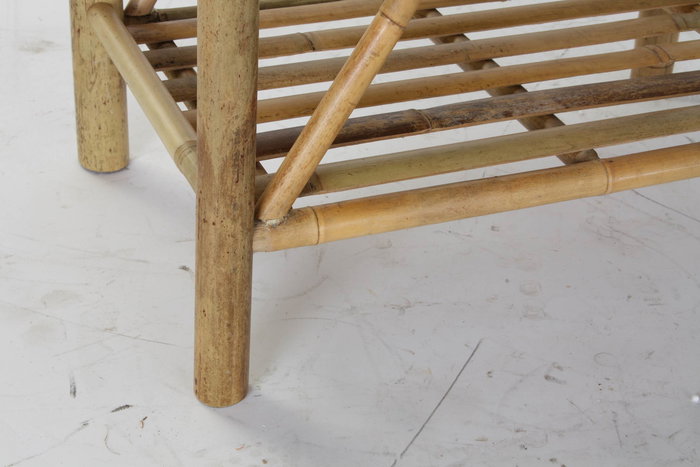 DKD Home Decor Descalzadora Tropical Marron Beige Bambu Algodon 36 x 54 x 55 cm (2 Unidades)