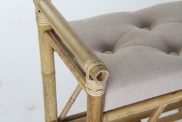 DKD Home Decor Descalzadora Tropical Marron Beige Bambu Algodon 36 x 54 x 55 cm (2 Unidades)