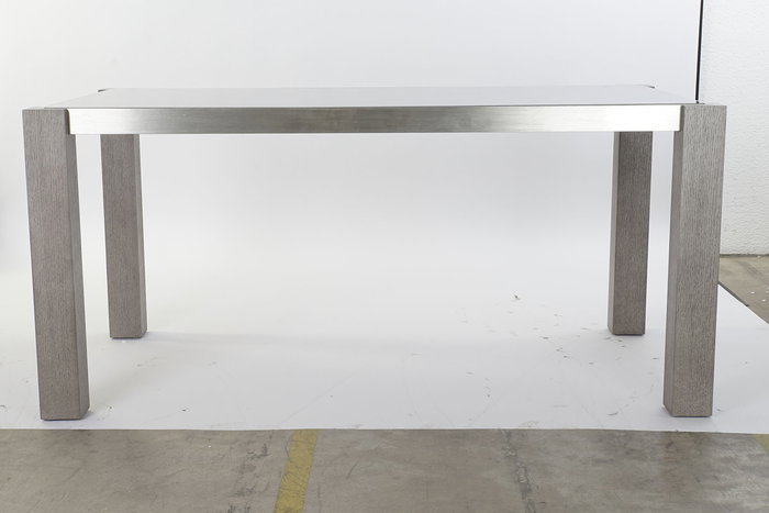 DKD Home Decor Mesa Comedor Roble Aluminio Cristal Templado Gris 92 x 74 x 162 cm