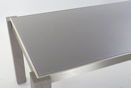 DKD Home Decor Mesa Comedor Roble Aluminio Cristal Templado Gris 92 x 74 x 162 cm