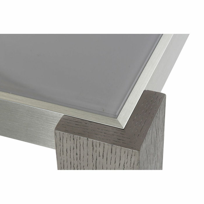 DKD Home Decor Mesa de Comedor Roble y Aluminio con Cristal Gris DKD Home Decor Mesa de Comedor Roble y Aluminio con Cristal Gris