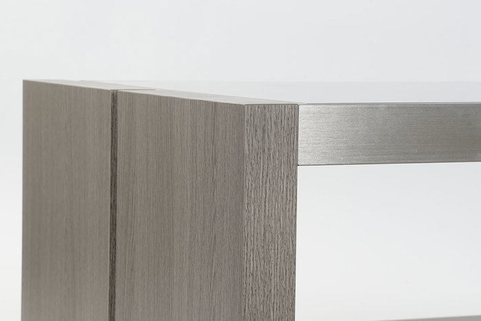 DKD Home Decor Mesa Centro Gris Roble Aluminio Cristal Templado 120 x 60 x 37.5 cm