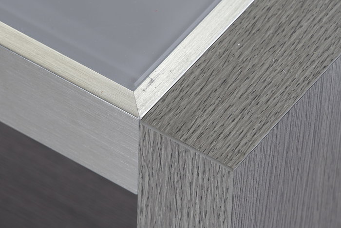 DKD Home Decor Mesa Centro Gris Roble Aluminio Cristal Templado 120 x 60 x 37.5 cm