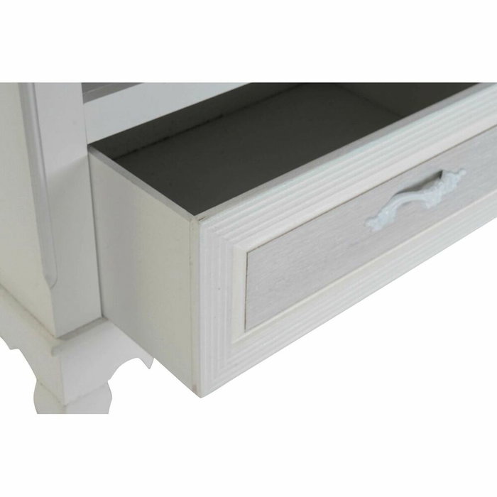 DKD Home Decor Mesa de Centro en Blanco con Cajones y Estantería