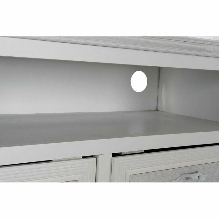 DKD Home Decor Mesa de Centro en Blanco con Cajones y Estantería