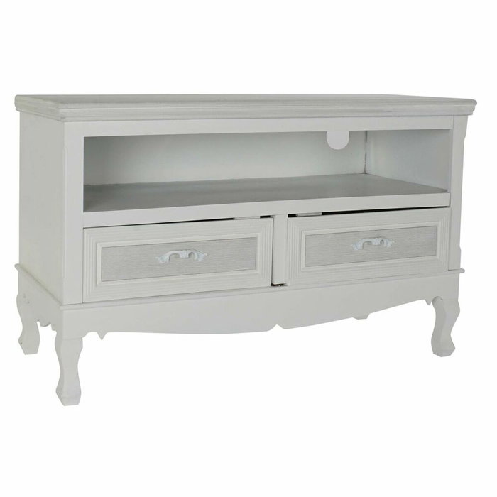 DKD Home Decor Mesa de Centro en Blanco con Cajones y Estantería