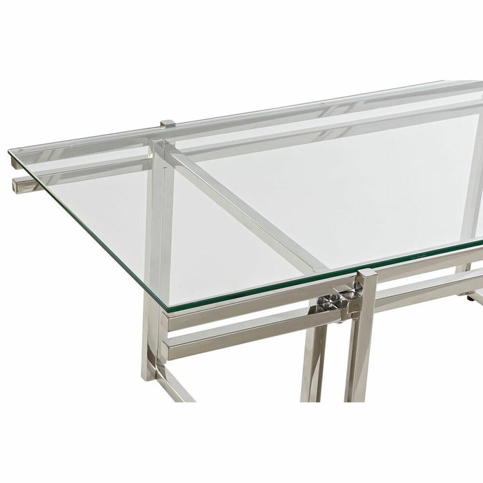 DKD Home Decor Mesa de Centro Inox Cristal Plateado 120x60x45