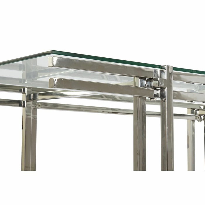 DKD Home Decor Mesa de Centro Inox Cristal Plateado 120x60x45