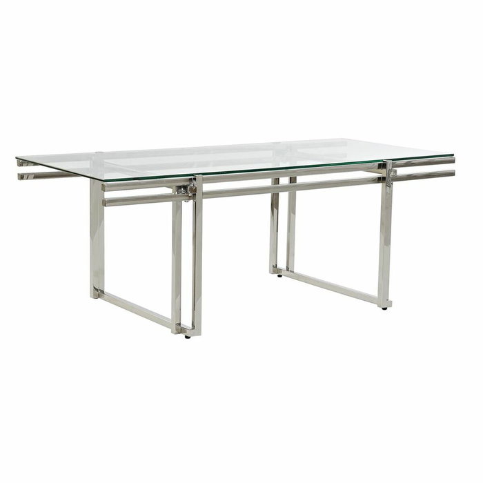 DKD Home Decor Mesa de Centro Inox Cristal Plateado 120x60x45