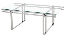 DKD Home Decor Mesa de Centro Inox Cristal Plateado 120x60x45