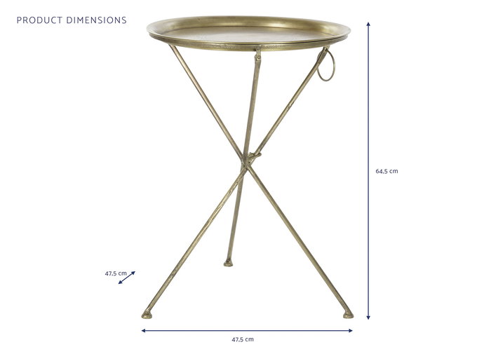 DKD Home Decor Mesita Auxiliar Glam Dorado Laton 47.5 x 64.5 x 47.5 cm