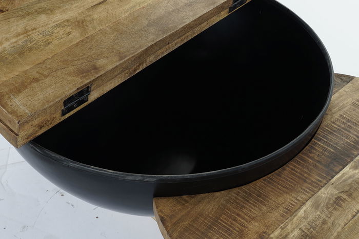 DKD Home Decor Mesa Centro Colonial Negro Natural 76 x 33 x 114 cm