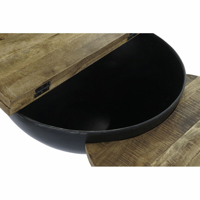 DKD Home Decor Mesa de Centro de Madera Café y Metal Negro