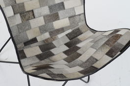 DKD Home Decor Silla Colonial Metal Piel Blanco Negro Gris Beige 70 x 90 x 74 cm