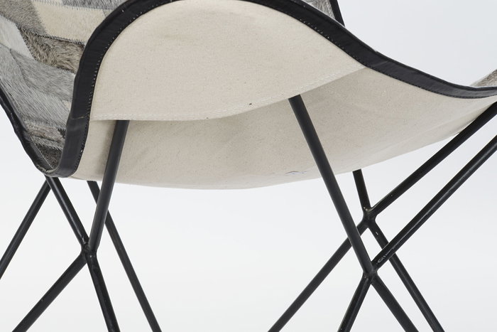 DKD Home Decor Silla Colonial Metal Piel Blanco Negro Gris Beige 70 x 90 x 74 cm