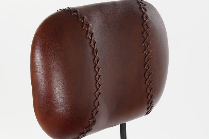 DKD Home Decor Taburete Vintage Piel y Metal Marron Negro 46 x 118 x 45 cm