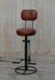 DKD Home Decor Taburete de Metal y Piel Marrón y Negro
