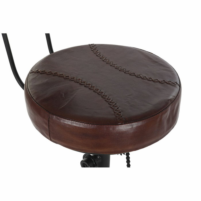 DKD Home Decor Taburete de Metal y Piel Marrón y Negro