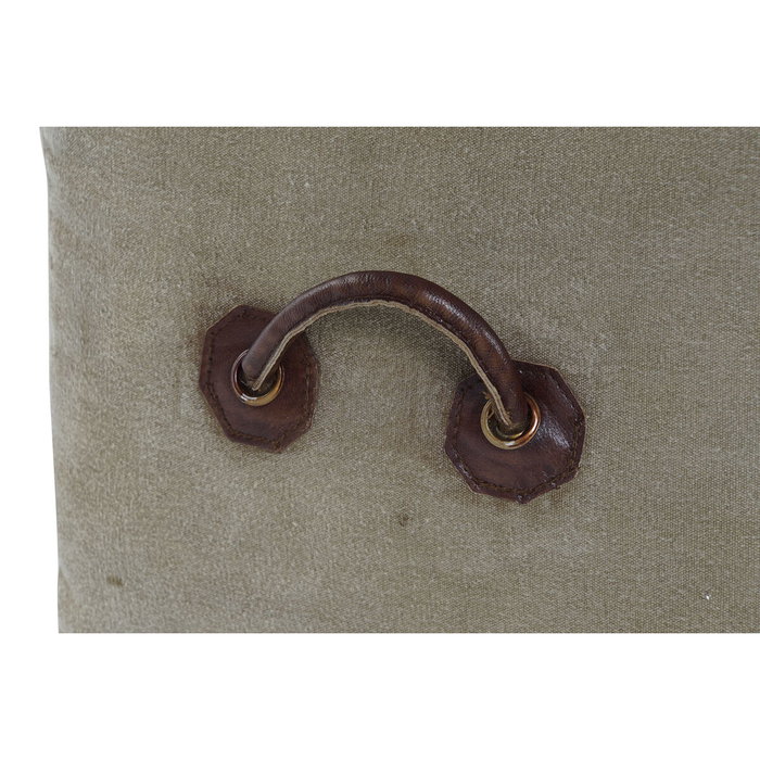 DKD Home Decor Reposapiés de Piel y Poliéster Marrón y Beige