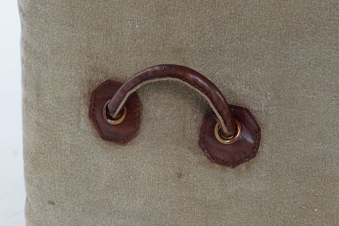 DKD Home Decor Reposapies Vintage Marron Beige Piel Poliester 40 x 40 x 46 cm