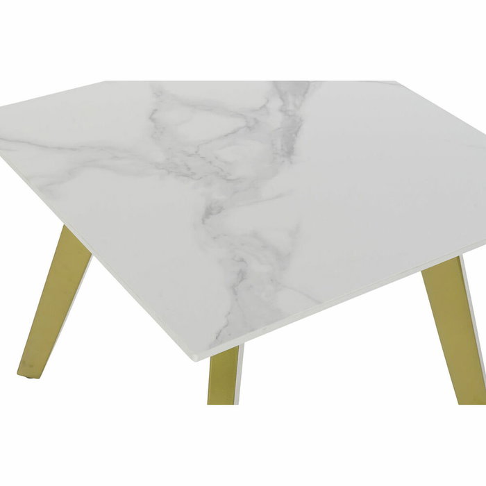 DKD Home Decor Mesita Auxiliar de Cerámica y Metal Dorado
