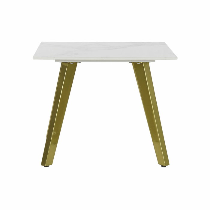 DKD Home Decor Mesita Auxiliar de Cerámica y Metal Dorado
