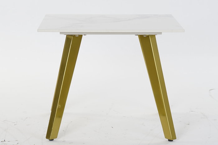 DKD Home Decor Mesita Auxiliar Moderna Dorado Blanco Cerámica Metal 60 x 48 x 60 cm