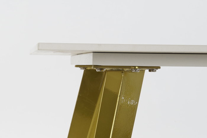 DKD Home Decor Mesita Auxiliar Moderna Dorado Blanco Cerámica Metal 60 x 48 x 60 cm