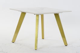 DKD Home Decor Mesita Auxiliar Moderna Dorado Blanco Cerámica Metal 60 x 48 x 60 cm