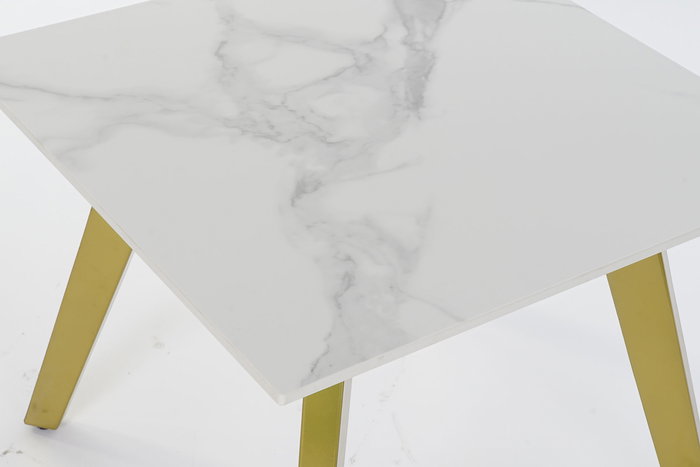 DKD Home Decor Mesita Auxiliar Moderna Dorado Blanco Cerámica Metal 60 x 48 x 60 cm