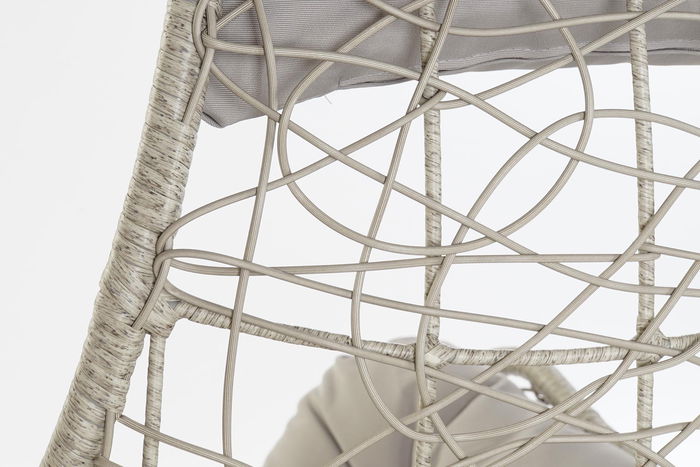 DKD Home Decor Sillón Colgante para Terraza y Jardín Gris Claro Ratan Sintético Metal Poliéster 82 x 75 x 125 cm