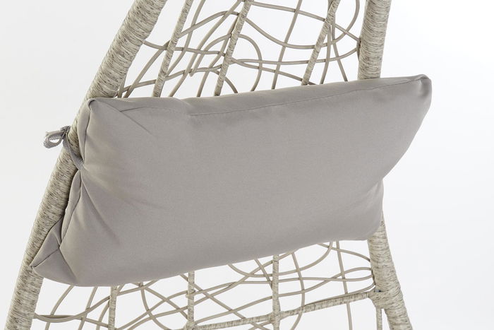 DKD Home Decor Sillón Colgante para Terraza y Jardín Gris Claro Ratan Sintético Metal Poliéster 82 x 75 x 125 cm
